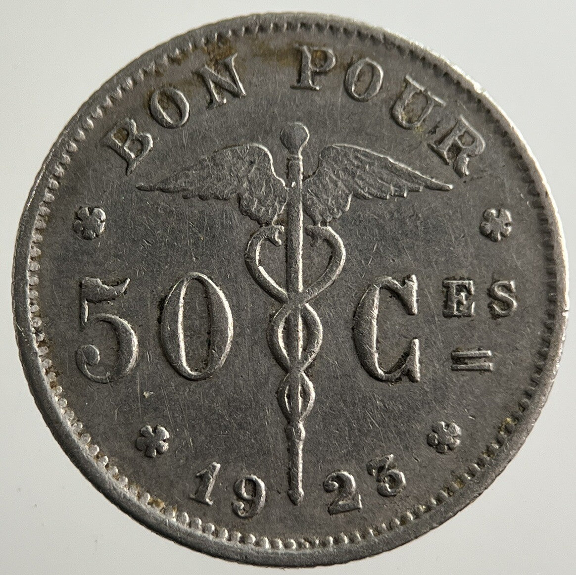 1923 Belgium 50 Centimes Coin | Fine Collectable Grade