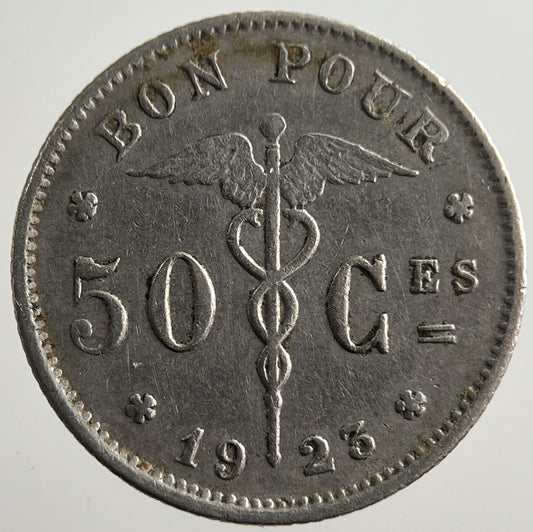 1923 Belgium 50 Centimes Coin | Fine Collectable Grade