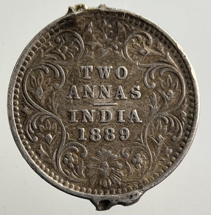 1889 India 2 Annas Silver Coin | Fine Collectable Grade