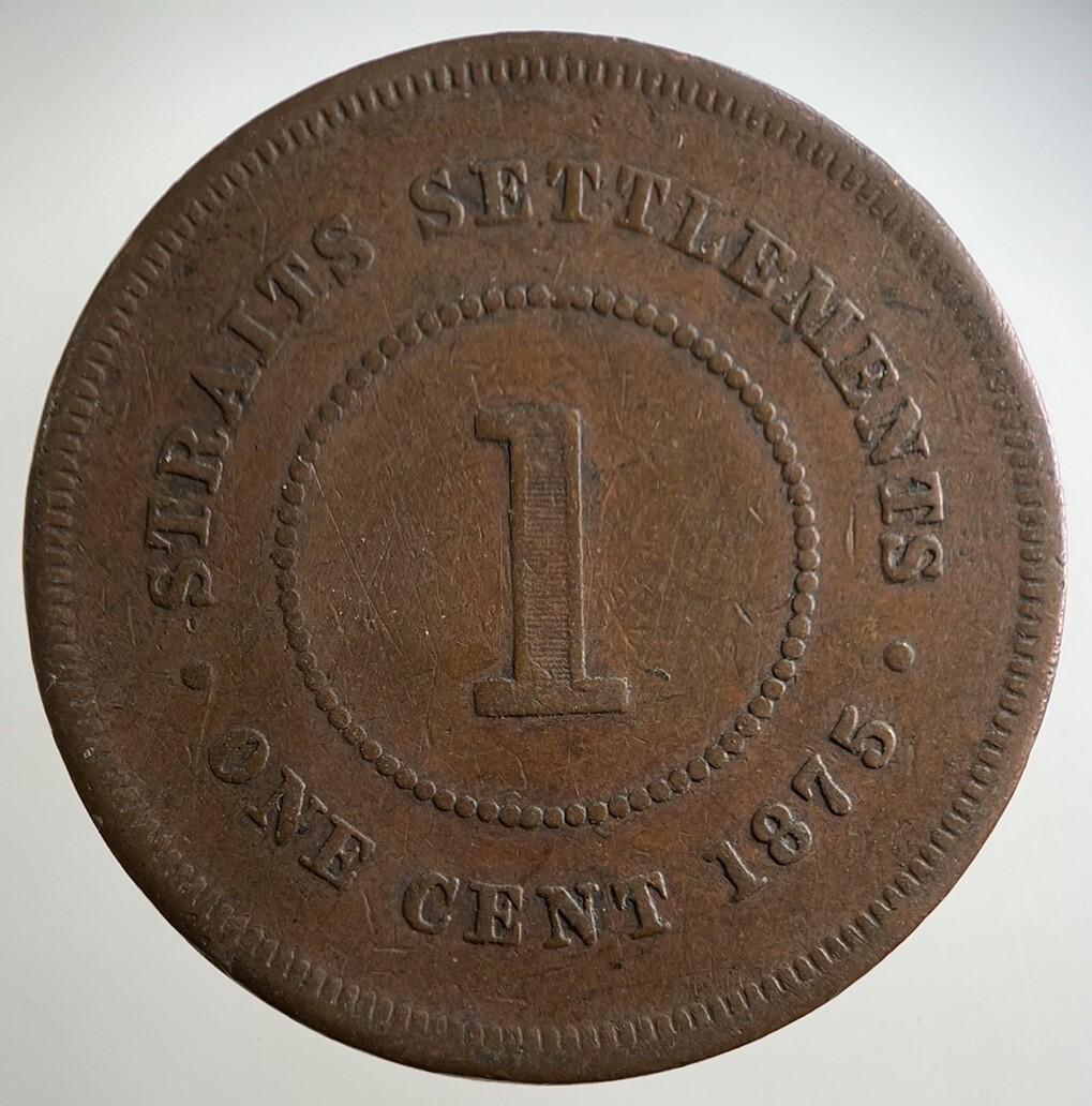 1875 Straits Settlements One Cent Coin | Fine Collectable Grade
