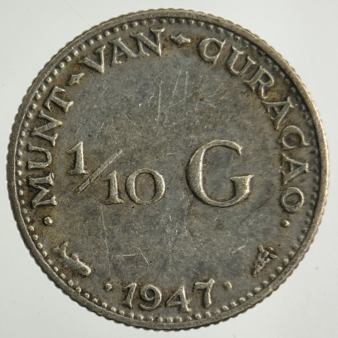 1947 Netherlands 1/10 Gulden Silver Coin | Fine Collectable Grade