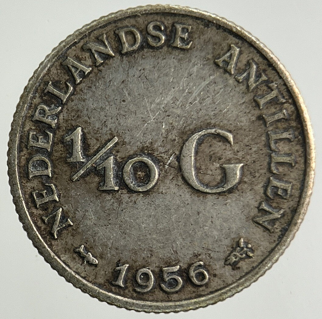 1956 Netherlands 1/10 Gulden Silver Coin | Fine Collectable Grade