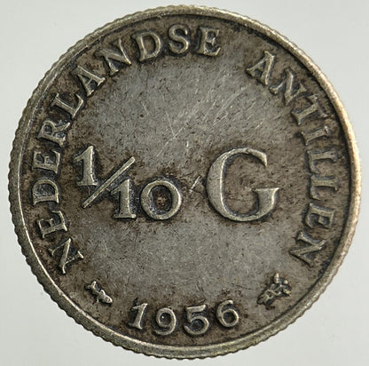 1956 Netherlands 1/10 Gulden Silver Coin | Fine Collectable Grade