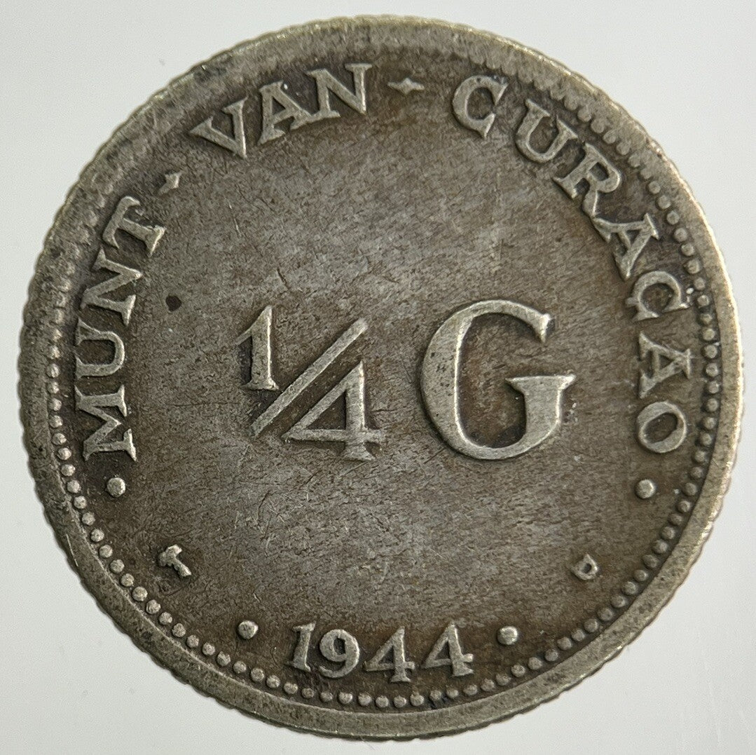 1944 Netherlands 1/4 Gulden Silver Coin | Fine Collectable Grade