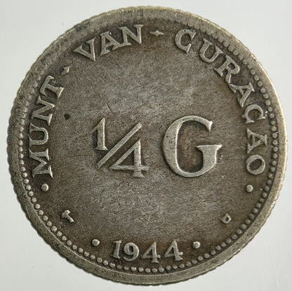 1944 Netherlands 1/4 Gulden Silver Coin | Fine Collectable Grade