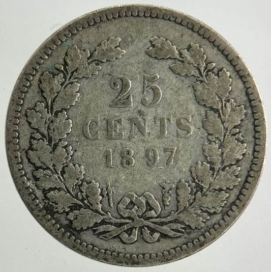1897 Netherlands 25 Cents Silver Coin | Collectable Grade