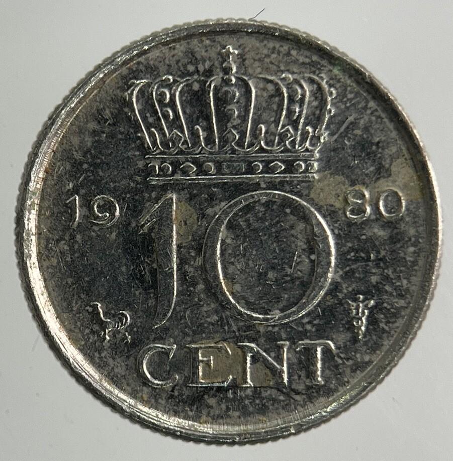 1980 Netherlands 10 Cents Coin | Fine Collectable Grade