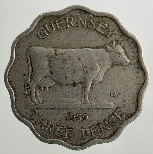 1959 Guernsey Three-Pence Coin | Fine Collectable Grade