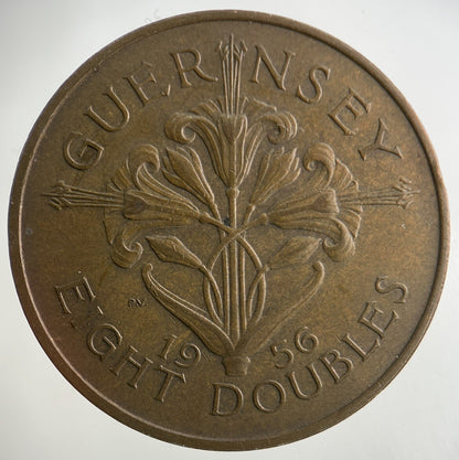 1956 Guernsey 8 Doubles Coin | Fine Collectable Grade