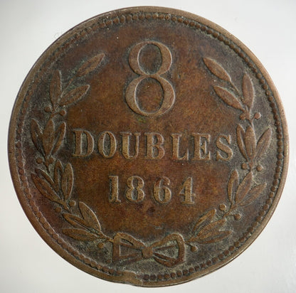 1864 Guernsey 8 Doubles Coin | Collectable Grade