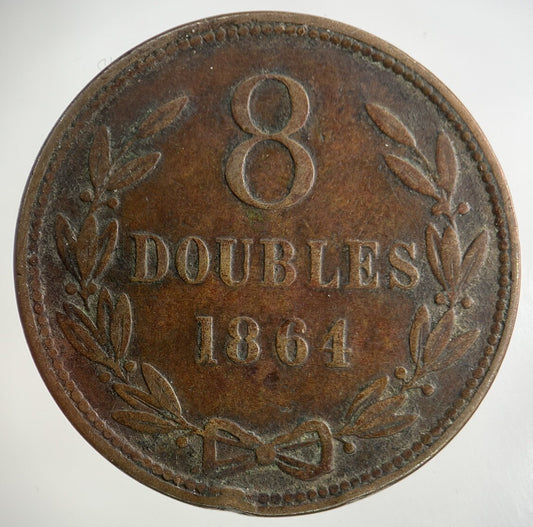 1864 Guernsey 8 Doubles Coin | Collectable Grade