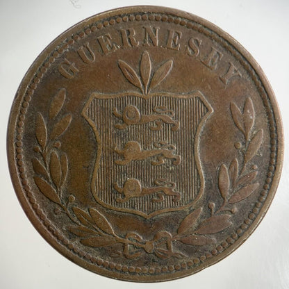 1864 Guernsey 8 Doubles Coin | Collectable Grade