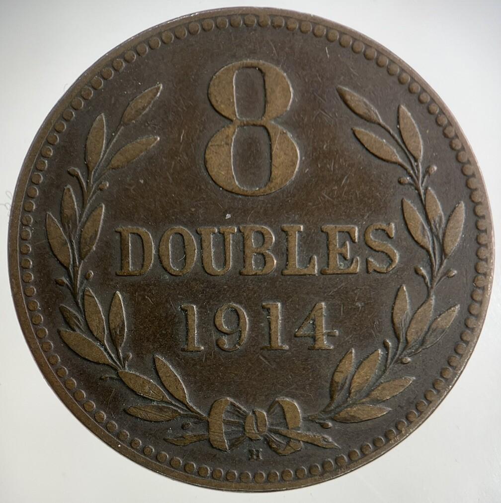 1914 Guernsey 8 Doubles Coin | Collectable Grade