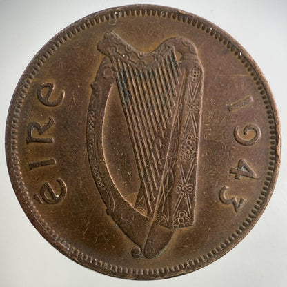 1943 Irish One Penny Coin | Fine Collectable Grade