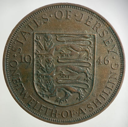1946 Jersey 1/12 One Twelfth Of A Shilling Coin | Very High Grade