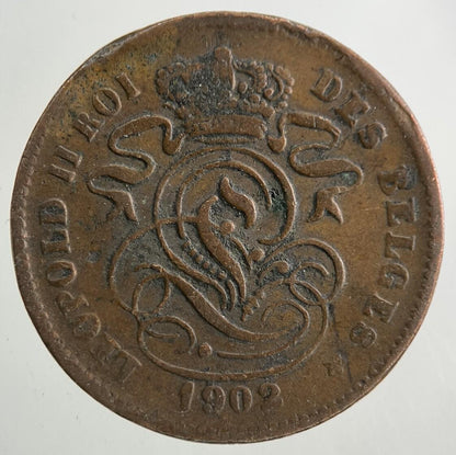 1902 Belgium 2 Centimes Coin | Fine Collectable Grade