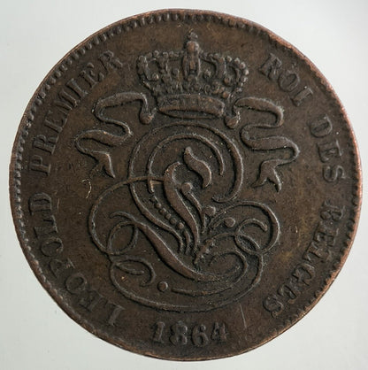 1864 Belgium 2 Centimes Coin | Fine Collectable Grade