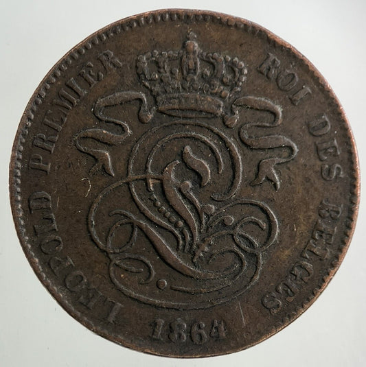 1864 Belgium 2 Centimes Coin | Fine Collectable Grade