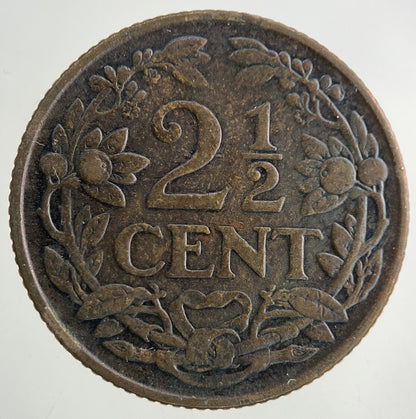 1929 Netherlands 2 1/2 Cents Coin | Fine Collectable Grade