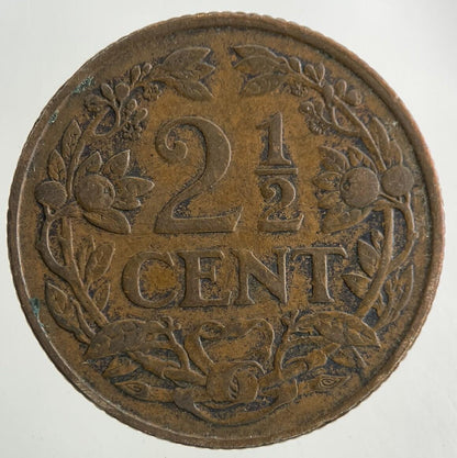 1913 Netherlands 2 1/2 Cents Coin | Fine Collectable Grade