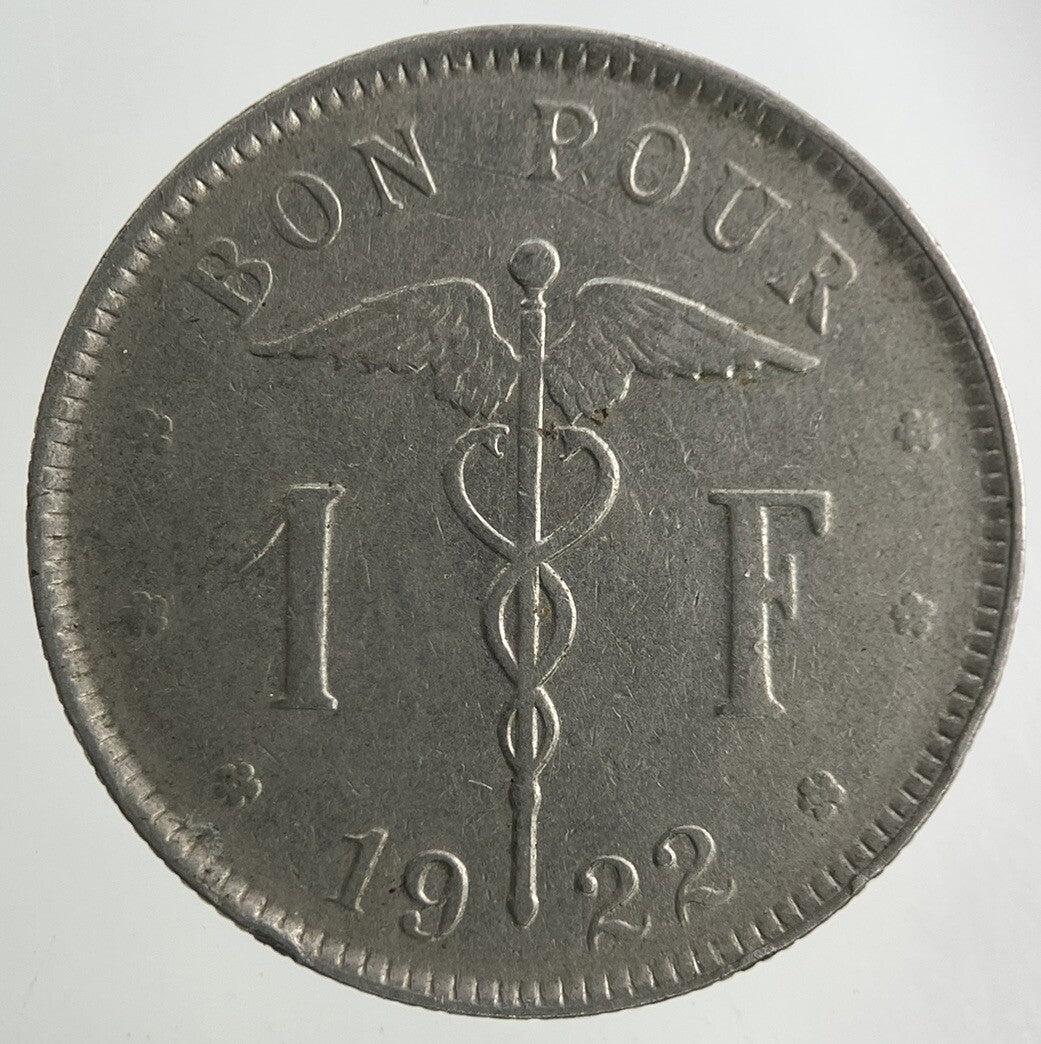 1922 Belgium 1 Franc Coin | Fine Collectable Grade