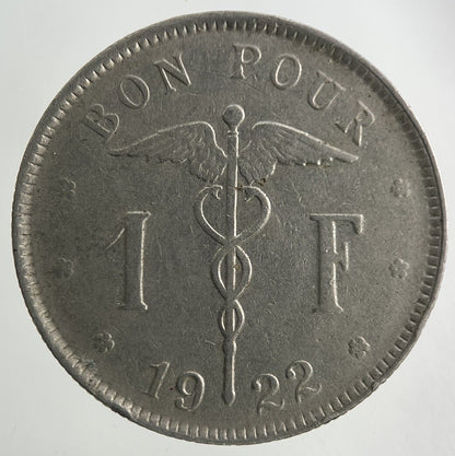 1922 Belgium 1 Franc Coin | Fine Collectable Grade