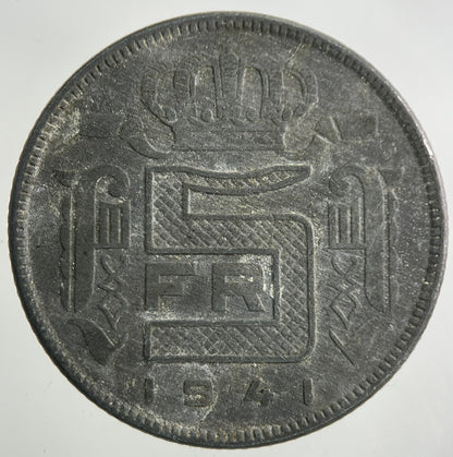 1941 Belgium 5 Franc Coin | Collectable Grade