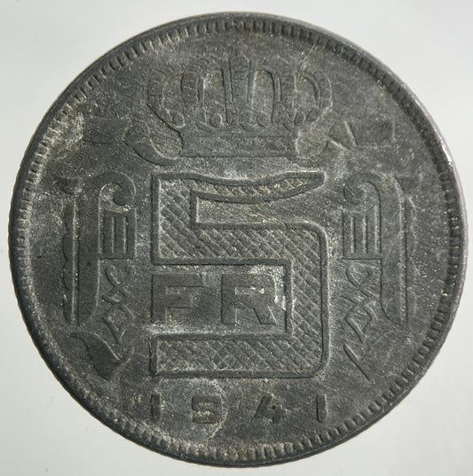 1941 Belgium 5 Franc Coin | Collectable Grade