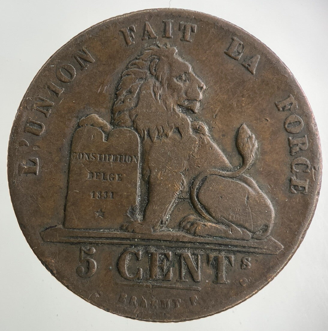 1850 Belgium 5 Centimes Coin | Fine Collectable Grade