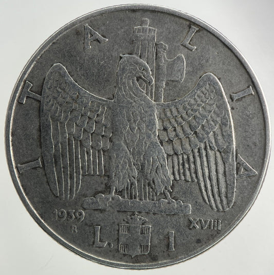 1939 Italy 1 Lira Coin | Fine Collectable Grade