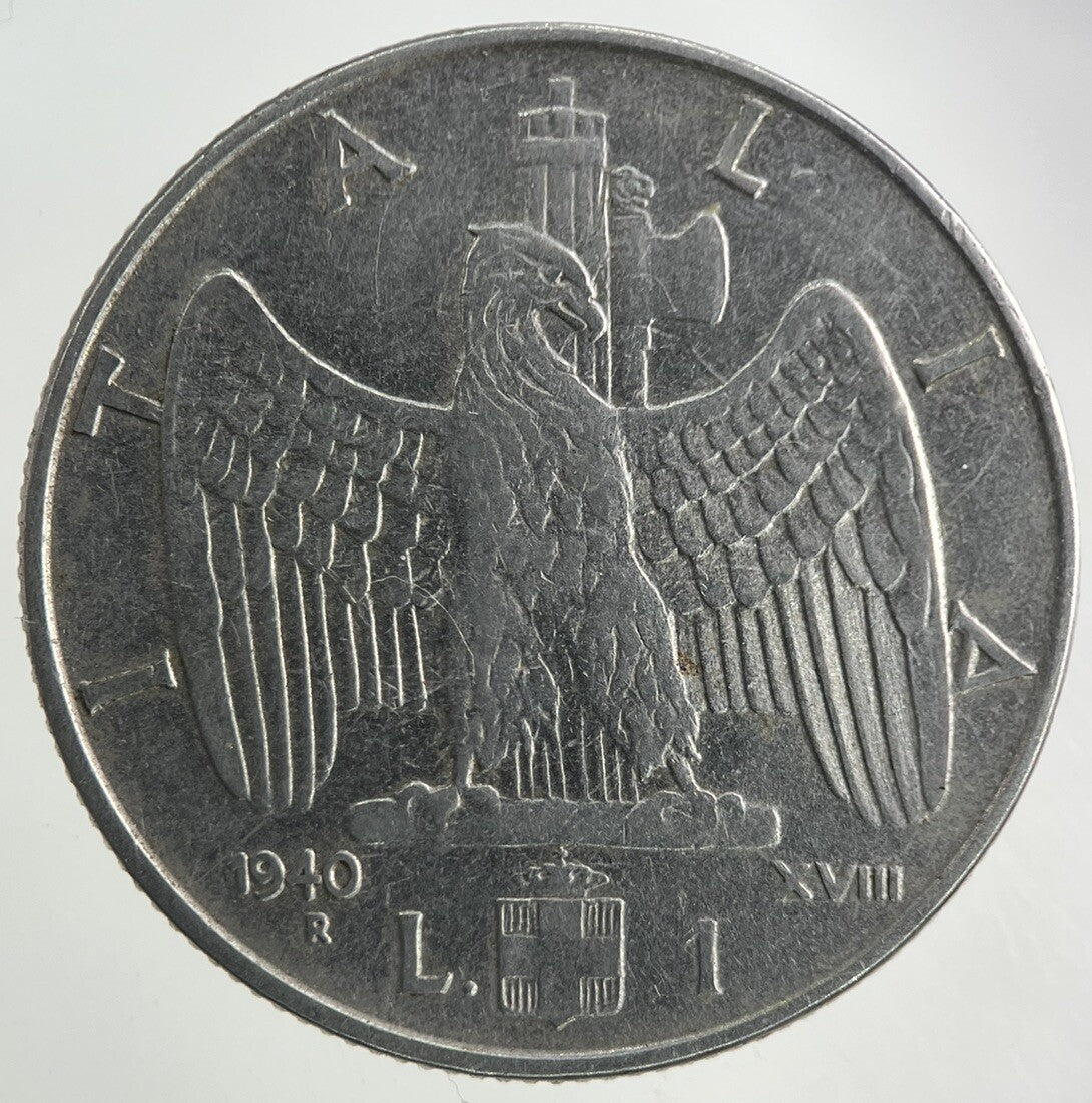 1940 Italy 1 Lira Coin | Fine Collectable Grade