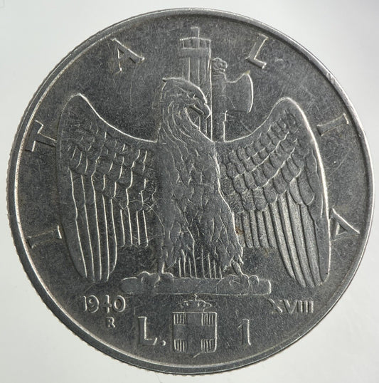 1940 Italy 1 Lira Coin | Fine Collectable Grade