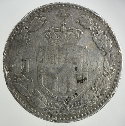 1884 Italy 2 Lira Silver Coin | Collectable Grade