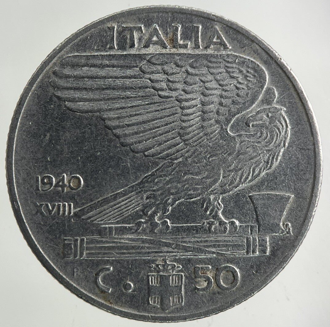 1940 Italy 50 Centesimi Coin | Fine Collectable Grade
