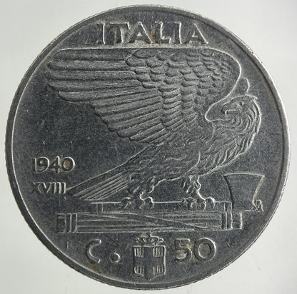 1940 Italy 50 Centesimi Coin | Fine Collectable Grade