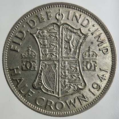1941 George VI Half-Crown Silver Coin | Very High Grade