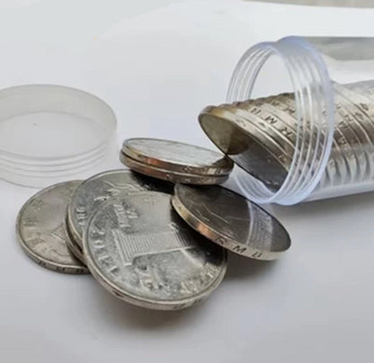 2 x 36mm Coin Storage Tube - Transparent With Screw Lid - Other Sizes Available