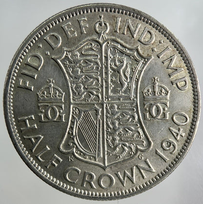 1940 George VI Half-Crown Silver Coin | Fine Collectable Grade