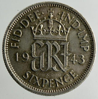 1943 George VI Sixpence Silver Coin | Fine Collectable Grade