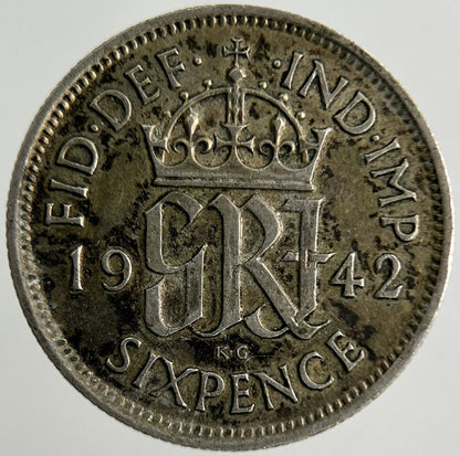 1942 George VI Sixpence Silver Coin | Fine Collectable Grade