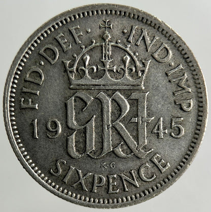 1945 George VI Sixpence Silver Coin | Fine Collectable Grade