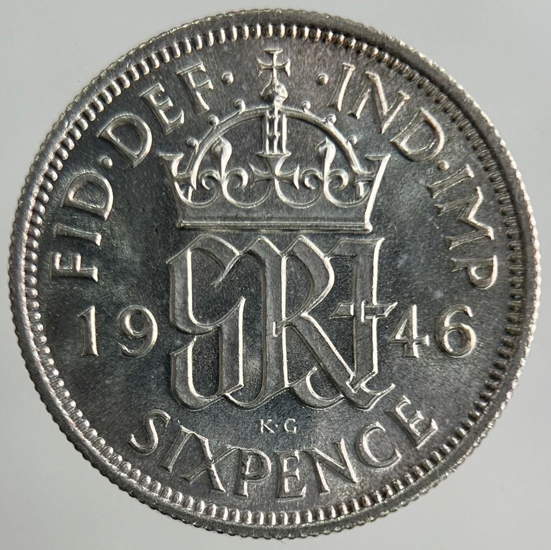 1946 George VI Sixpence Silver Coin | Very High Grade