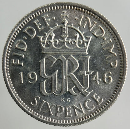 1946 George VI Sixpence Silver Coin | Very High Grade