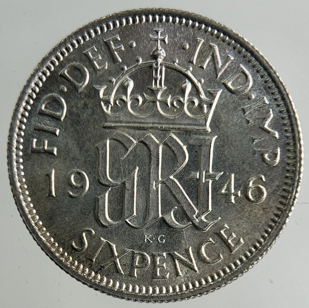 1946 George VI Sixpence Silver Coin | Very High Grade