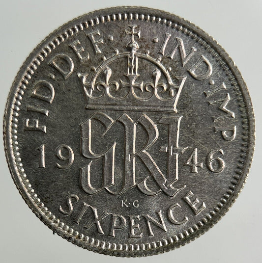 1946 George VI Sixpence Silver Coin | Very High Grade