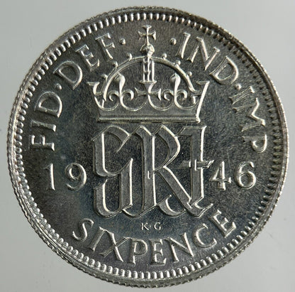 1946 George VI Sixpence Silver Coin | Very High Grade