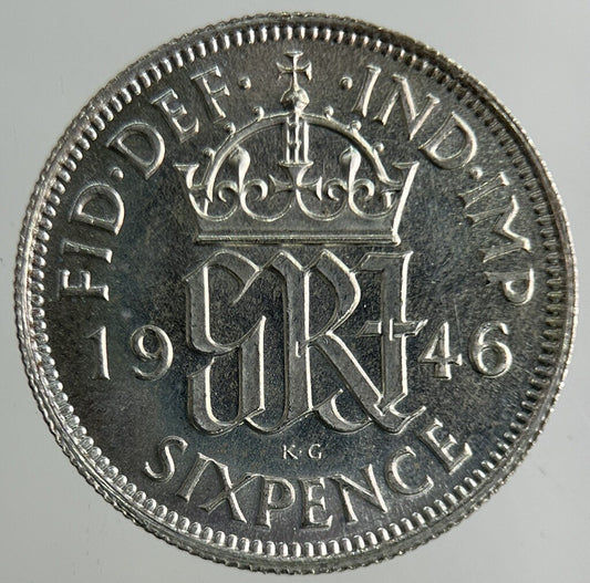 1946 George VI Sixpence Silver Coin | Very High Grade