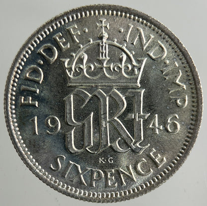 1946 George VI Sixpence Silver Coin | Very High Grade