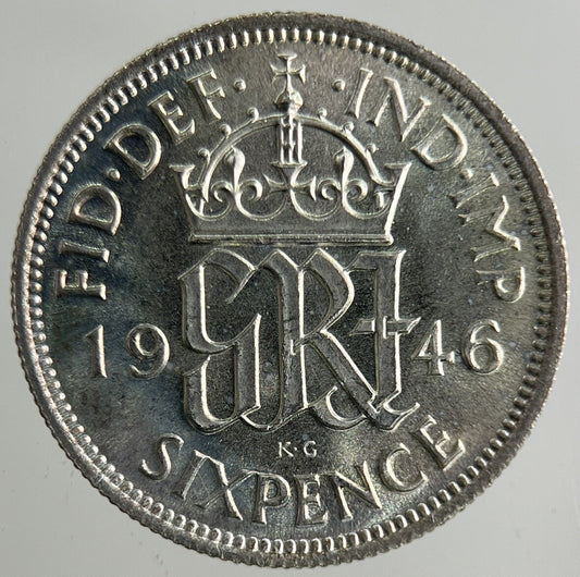 1946 George VI Sixpence Silver Coin | Very High Grade
