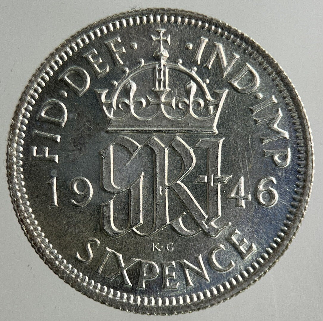 1946 George VI Sixpence Silver Coin | Very High Grade